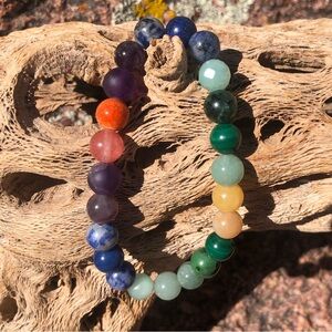 Handmade 8mm Natural Earth Element Inspired Gemstone Bracelet - 528 Hz Tuned